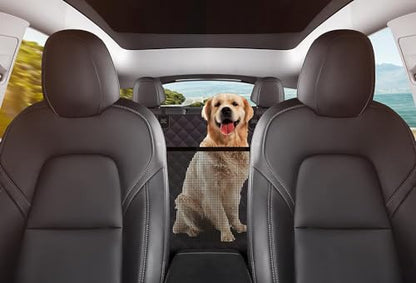 GXT Dog Back Seat Cover Protector for Cars SUV and Trucks with Mesh Window, Scratchproof Nonslip and Waterproof Material - color: Black/Orange, style: Seat Cover and Dog Seat Belt