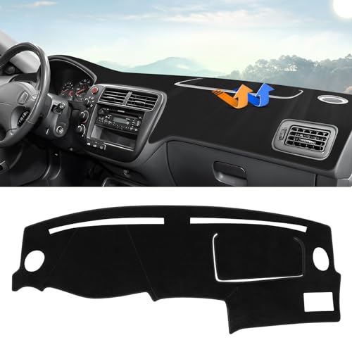Autorder Dashboard Cover Mat for Honda Civic 1996-2000 Accessories Dash Cover Upgrade Velvet Dash Mat Sunshade Glare UV Rays Protector - size: 1996-2000 Honda Civic