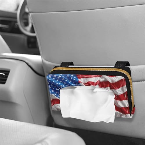 American Flag Print Car Visor Tissue Holder Automotive Sun Visor Napkin Holder American Flag Print Tissue Box Holder for Car - color: American Flag Prints