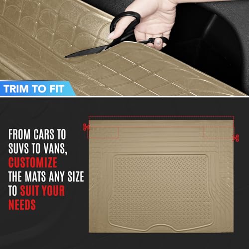 PIC AUTO Heavy Duty Cargo Liner, Trimmable All-Weather Rubber Trunk Mat for Cars, SUVs, Vans & Trucks, Anti-Slip Backing, Durable Protection, Large, Beige - color: Beige