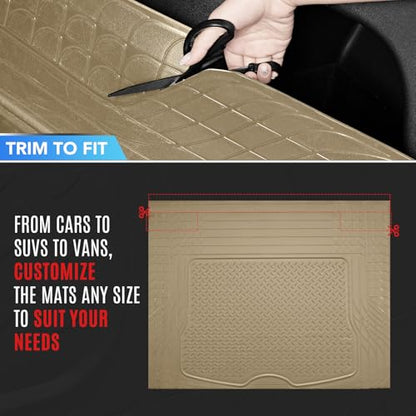 PIC AUTO Heavy Duty Cargo Liner, Trimmable All-Weather Rubber Trunk Mat for Cars, SUVs, Vans & Trucks, Anti-Slip Backing, Durable Protection, Large, Beige - color: Beige