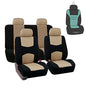 FH Group Flat Cloth Seat Covers Front Seat and Solid Rear Bench Full Set with Gift - Universal Fit for Cars, Trucks & SUVs (Beige/Black) - color: Beige