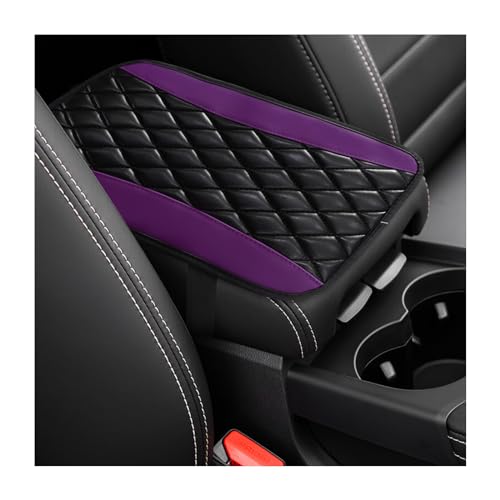 Car Center Console Cushion Pad, Universal Leather Waterproof Armrest Seat Box Cover, Comfortable Auto Armrest Cover Protector, Car Interior Decor Accessories for Most Vehicles (Purple) - color: Purple