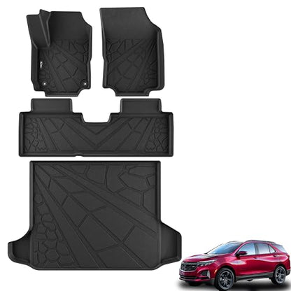 KARPAL Floor Mats for 2018-2024 Chevy Equinox (Not for EV) / GMC Terrain, All-Weather TPE Custom Fit Floor Liners Cargo Liner Car Accessories - style: 2018-2024 | For Chevy Equinox | Combo Set