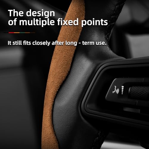 Suede Thin Car Steering Wheel Cover, 2 Piece, Suitable for Round and D Shaped Steering Wheels, Brown - color: Brown, size: 2pcs: Fits Round/D-Shaped Steering Wheels