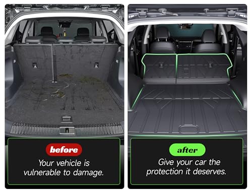 Cargo Trunk Mat with Backrest Mats for Kia Telluride 2020-2025(7/8 Seat),All Weather Protection TPE Heavy Duty Cargo Liner Telluride Accessories,Black - size: Kia Telluride 2020-2025