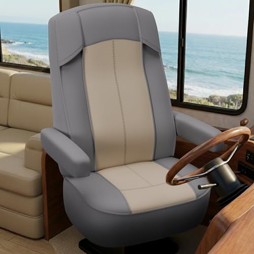 VALUN RV Seat Covers (Grey 2 Pack) – Captains Chair Seat Covers for RV Captain Chair & Motorhome Chairs, Universal Fit RV Chair Covers for Camper, Trailer, Van, Protects Against Dirt, Spills & Wear - style: GREY (2PK RV COVER)