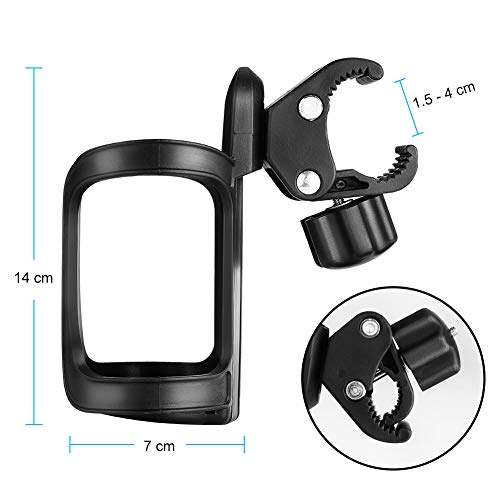 Accmor Stroller Cup Holder, Universal Cup Holder for Uppababy, Nuna, Doona Strollers, 360 ° Rotatable Bottle Holder for Stroller, Wheelchair, Walker - color: black-2pc