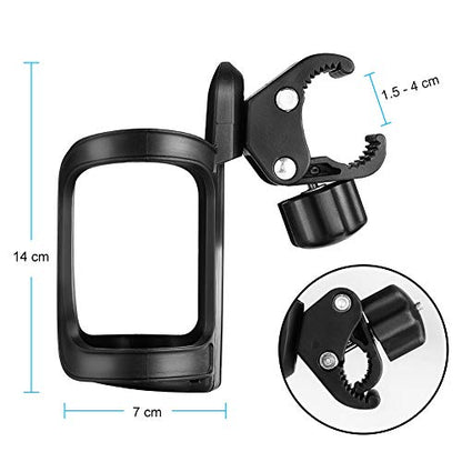 Accmor Stroller Cup Holder, Universal Cup Holder for Uppababy, Nuna, Doona Strollers, 360 ° Rotatable Bottle Holder for Stroller, Wheelchair, Walker - color: black-2pc