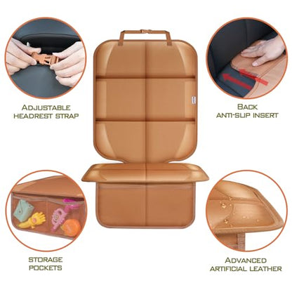 Car Seat Protector for Child Car Seat, Durable 600D Fabric Waterproof Car Seat Cover with Thick Pad Non-Slip Backing，No Imprints (Tan-1 pc) - color: Tan-1 pc