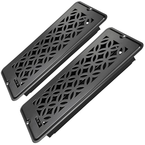 4x10 Vent Covers for Home Floor, Floor Vent Cover, Screws Included, Air Vents, All Steel Heavy Duty Floor Register, Easy Adjustable Air Supply Lever, or Wall Vents (4"X10" Black 2Pack) - color: 4X10 Black 2Pack