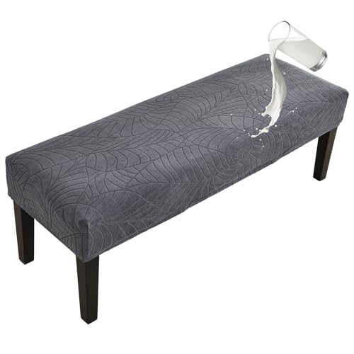 FUANGUI Waterproof Bench Cover, Stretch Jacquard Dining Bench Cover for bedrooms, Living Rooms, Kitchens, Protector Chair Bench Piano Bench Seat Covers Stool Slipcover Removable, Washable - Dark Grey - color: Jacquard Dark Grey