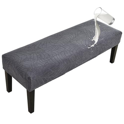 FUANGUI Waterproof Bench Cover, Stretch Jacquard Dining Bench Cover for bedrooms, Living Rooms, Kitchens, Protector Chair Bench Piano Bench Seat Covers Stool Slipcover Removable, Washable - Dark Grey - color: Jacquard Dark Grey