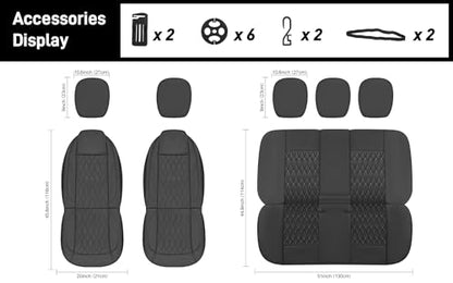 Faux Leather Car Seat Covers Full Set,Luxury and Comfortable Covers for Cars,Split Bench Compatible Car Interior Covers,Universal Fit for Suvs,Vans,Trucks,Airbag Compatible(5-Seat Black)