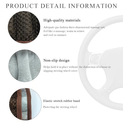 Yourkar Elastic Steering Wheel Cover, 15"×15" Comfy Breathable Stretch Steering Wheel Protector, Ice-Silk Cloth Polyester Steering Wheel Cover for Men Women, Car Accessories (Brown) - color: Brown