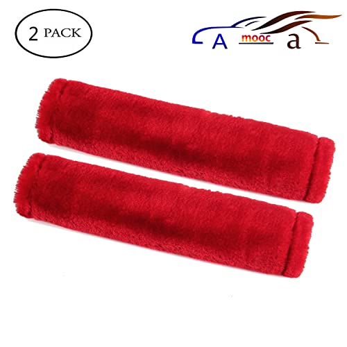 Soft Faux Fur Universal Fit Seatbelt Cover Car Truck SUV Airplane Seat Belt Shoulder Pad for Carmera Backpack Straps Neck Cushion Protector 2 Pack 10.5in Red - color: Red, size: 10.5in 2pack