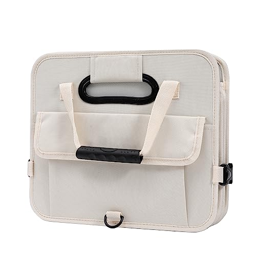 AOKJOY Car Trunk Organizer with Lid Storage Collapsible Multi Compartment Adjustable Straps for SUV, Truck, Sedan(Beige) XL - color: Beige