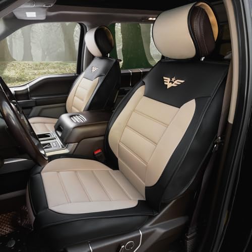 LPI Truck Heavy Duty Premium Truck Seat Covers for Full-Size Truck SUV, Padded Seat Cover with Bottom Wrap-around, Front Seat Protector; Front & Rear Storage Pockets, Waterproof, 2 pc - color: Truck Seat Cushion Khaki