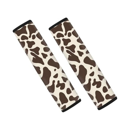 Dreaweet Brown Cow Print Seat Belt Cover Pad Cute Car Accessories Seatbelt Covers for Women Kids 2 Pack Car Seat Shoulder Strap Pads Soft Seat Belt Covers Universal Seatbelt Cushion for Car SUV Truck - color: Brown Cow