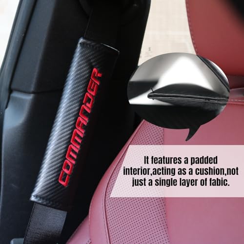 KAELTHAS 2PCS Seat Belt Pad Comfortable for Shoulder & Neck, No Interfere with Retraction, Carbon Fiber Look UTV Seatbelt Cover with Embroidery Logo for Commander UTV SSV SXS (Commander)