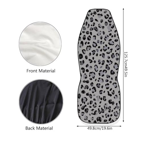 Grey Leopard Print 2pcs Car Seat Covers Front Thin Seats Protectors with Elastic Strap Universal Fit for Vehicles Easy to Install - color: Grey Leopard