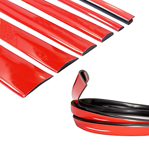 Solid Red Car Motor Bike Self-Adhesive Exterior and Interior Molding Trim Universal Dashboard Bumper Window Door Body Side Decorative Strip Scratch-Proof (Style: U Shape, 8Ft) - size: 8Ft, style: Style: U Shape
