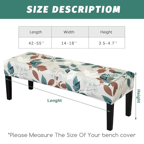 FUANGUI Floral Bench Cover,Stretch Dining Bench Cover for bedrooms, Living Rooms, Kitchens, Protector Chair Bench Piano Bench Seat Covers Stool Slipcover Removable, Washable - 02 - color: 02