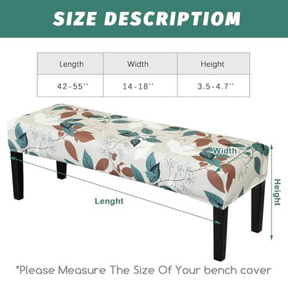 FUANGUI Floral Bench Cover,Stretch Dining Bench Cover for bedrooms, Living Rooms, Kitchens, Protector Chair Bench Piano Bench Seat Covers Stool Slipcover Removable, Washable - 02 - color: 02
