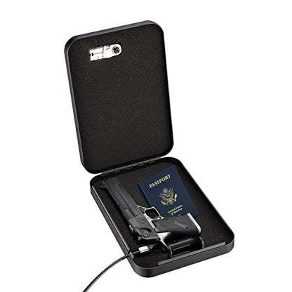 Younion Pistol Safe, Portable Travel Gun Safe,Handgun Lock Box, Gun Safes for Cars, Black - color: Dial lock