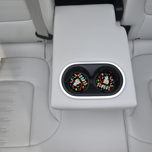 2 Pack Ceramic Cup Holders,Owl and Pencil Pattern Car Coasters Set for Women/Men,2.56" Ceramic Stone & Cork Base Drink Coasters. - color: Owl and Pencil