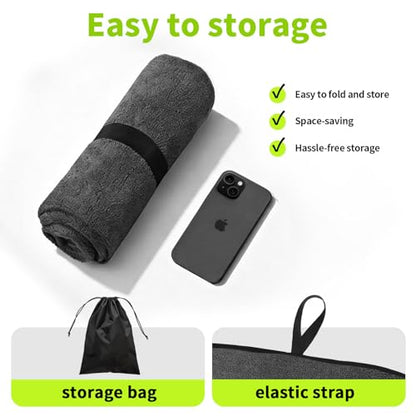 Leader Accessories Grey Waterproof Towel Auto Car Seat Cover Protector Machine Washable - Fit Yoga Running Crossfit Athletes Beach Swimming Outdoor Sports