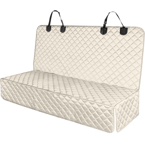 Waterproof Scratchproof Pet Bench Seat Covers for Cars, SUVs, Nonslip Durable Back Seat Cover for Dogs, 600D Oxford Fabric, Machine Washable - color: beige, size: Medium-52"W