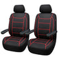 Flying Banner car seat Covers Quality Carbon Fiber Air Mesh Fabric Sport Low High Back Bucket Back Pocket Arm Rest (2 Fronts - Low Bucket - Neoprene, Red Thread)