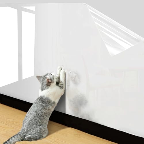 Clear Wall Protector Contact Paper Electrostatic Absorption Wall Protective Film Removable Self-Adhesive Transparent Static Cling Sticker, Waterproof Wallpaper for Furniture Doors from Pets Scratche