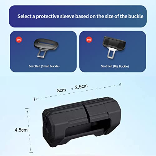 Car Universal Seat Belt Clips Cover,Seat Belt Buckle Protector for Car, Anti-Scratch Silicon Seat Belt Buckle Protector (Black, Large Size)