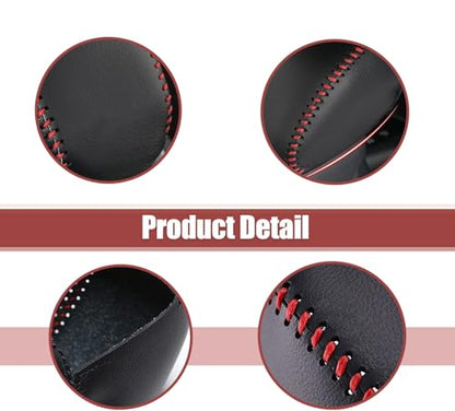Leather Gear Shift Knob Cover Compatible with RAV4 2019-2025 Highlander 2020-2024 Car Protect Accessories (Red) - color: Red