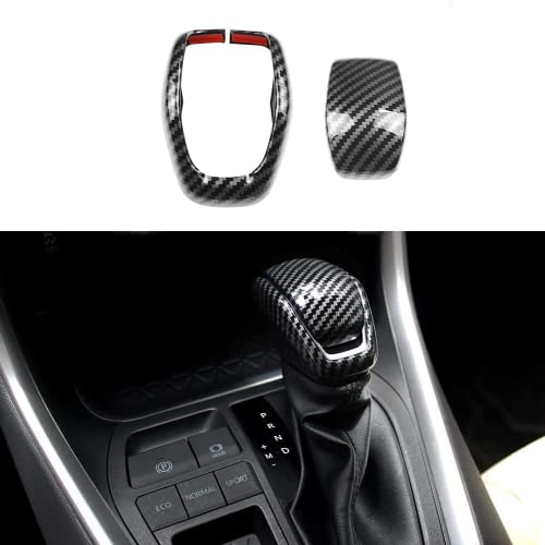 for Toyota RAV4 2023-2019 Gear Shift Knob Cover Carbon Fiber Grain Interior Protective Gear Shift Trim for Toyota Highlander 2023-2020 - color: Gear Shift Knob Cover