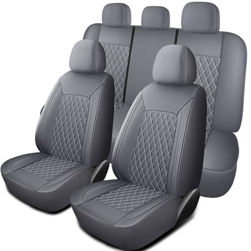 HChengkikz Seat Covers for Car, Breathable and Waterproof Car Seat Covers, Premium Automotive Airbag Compatible Universal Fit for Cars Sedans SUVs Vans and Trucks (Full Set, Gray) - color: N1 Gray, size: Full Set