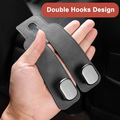 Amelity Universal Car Headrest Hooks, Women’s Car Interior Accessories for Purses Handbags Grocery & Backpacks, Gray 2 Pack