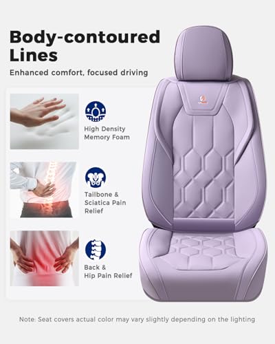 Huidasource Leather Car Seat Covers Full Set, Full Coverage Universal Fit for Most Cars SUVs Trucks, Easy Install with Velcro, Airbag Compatible, Retains Seat Functions & Cupholders, Purple - color: FS: Purple, size: Full Set