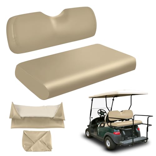 Golf Cart Rear Seat Covers Staple On Replacement for Aftermarket Rear Seat, Beige Leather - color: Beige, size: Aftermarket Rear Seat(Universal Fit)