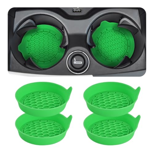 Zpana Bling Car Cup Holder Coaster, 2PCS Crystal Rhinestone Non Slip Waterproof Vehicle Insert Water Bottle Holder Pads, Shockproof Auto Interior Decorative Coasters, Universal Fit (Bright Green) - color: Bright Green