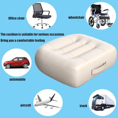 Adult Car Booster Seat Cushion/office chair cushion with Carry Handle Angle Lift Seat Cushion Imitation PU breathable fabric More comfortable and beautiful,for/car/office/wheelchair seat cushion/milky - color: Milky White
