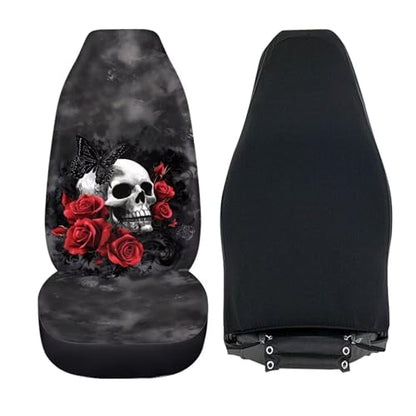 Cool Skull Rose Car Seat Covers for Front Seats Ethnic Style Bucket Seat Covers Universal Fit for SUV Truck Sedan Front Seat Protector,2 Piece Set - color: Cool Skull Rose 86