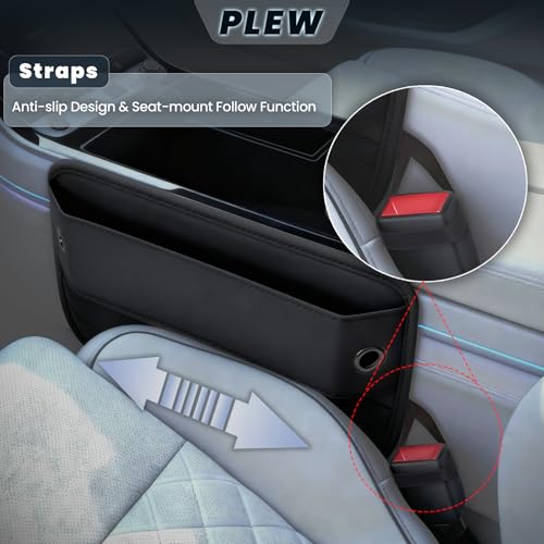 2-Pack Car Seat Gap Filler Organizer - Upgraded Anti-Slip Strap Design - Premium Leather Side Console Pocket - Prevent Phone Falling - (0.2”-1.2" Gaps),Clever Gifts For SUV, Truck & Sedan, Black - color: Black Obsidian(2 Packs)