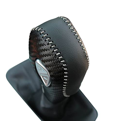 PU Carbon Fiber Automobile Gear Shift Knob Cover - Fit for Ford Focus 2012-2016 & Fiesta 2014-2016 / Fusion 2013-2016 - color: Black leather + Grey thread