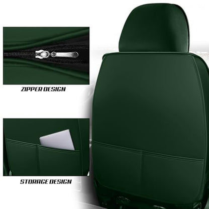 Car Seat Covers for Kia K5 2021-2026, Premium Nappa Leather, Waterproof, Anti-Slip, Full Coverage, Airbag Compatible, Breathable, All-Weather, Easy Install (5 Seats, Black&Green) - color: 5 Seats - Black&Green, size: Kia K5 2021-2026