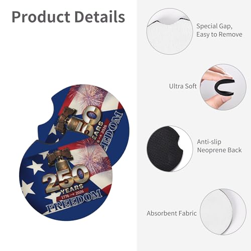 Anniversary American Flag Steering Wheel Cover Anniversary American USA Flag Steering Wheel Cover Car Men Breathable Universal for 14-15 Inch Anti-Slip 2 Pieces Car Coasters - color: 1American Anniversary