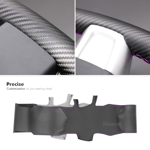 MEWANT Matte Carbon Fiber&Genuine Leather Steering Wheel Cover for Subaru WRX 2015-2021 / WRX STI 2015-2021 Steering Wheel Cover Accessories - color: 33：Matte Carbon Fiber&Real Leather