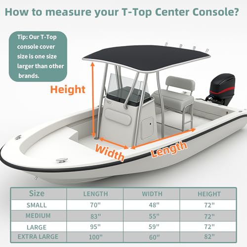 1200D Waterproof T-Top Boat Center Console Cover with Motor Cover, Heavy Duty Marine Grade Polyester Fabric, Fit T-Top Center Console 70" L 48" W 72" H, Black - color: Black, size: 70"L x 48"W x 72"H
